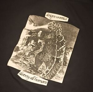 Black Graphic Tee with Monster Print